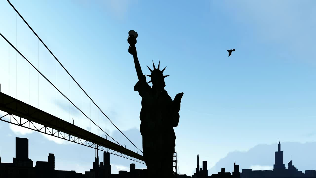 Free Stock Video Silhouette Of The Statue Of Liberty Live Wallpaper - Free Download