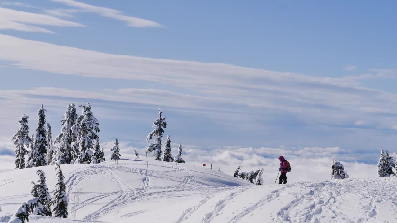 Free Video Stock tourist on top of a snowy mountain Live Wallpaper - Free Download