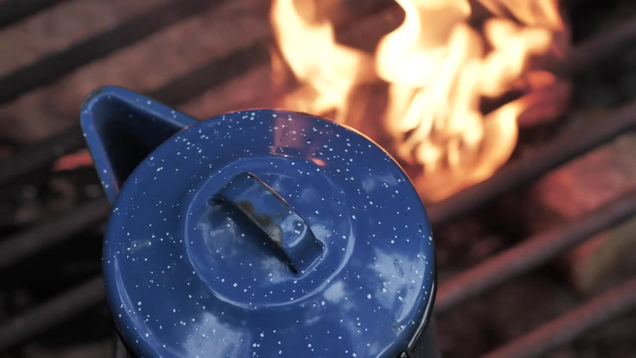 Free Video Stock Steel Kettle On A Campfire With Flames Live Wallpaper - Free Download