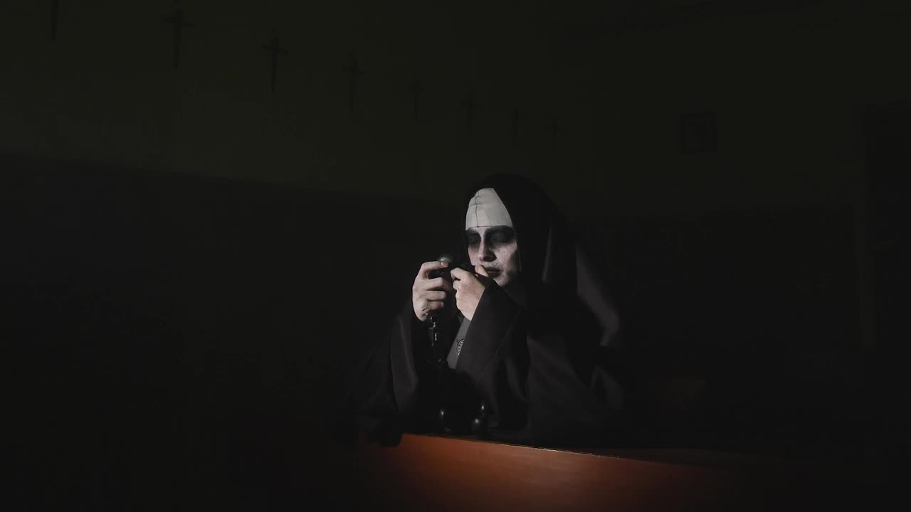 Stock Video Ghost Nun Praying In A Dark Temple Live Wallpaper For PC - Free Download