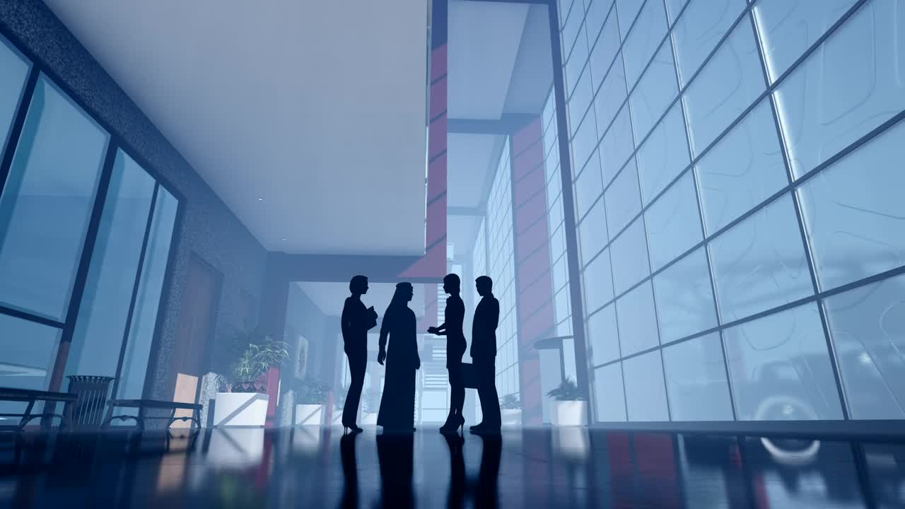 Stock Video Office Workers Chatting In An Elegant Building Live Wallpaper - Free Download