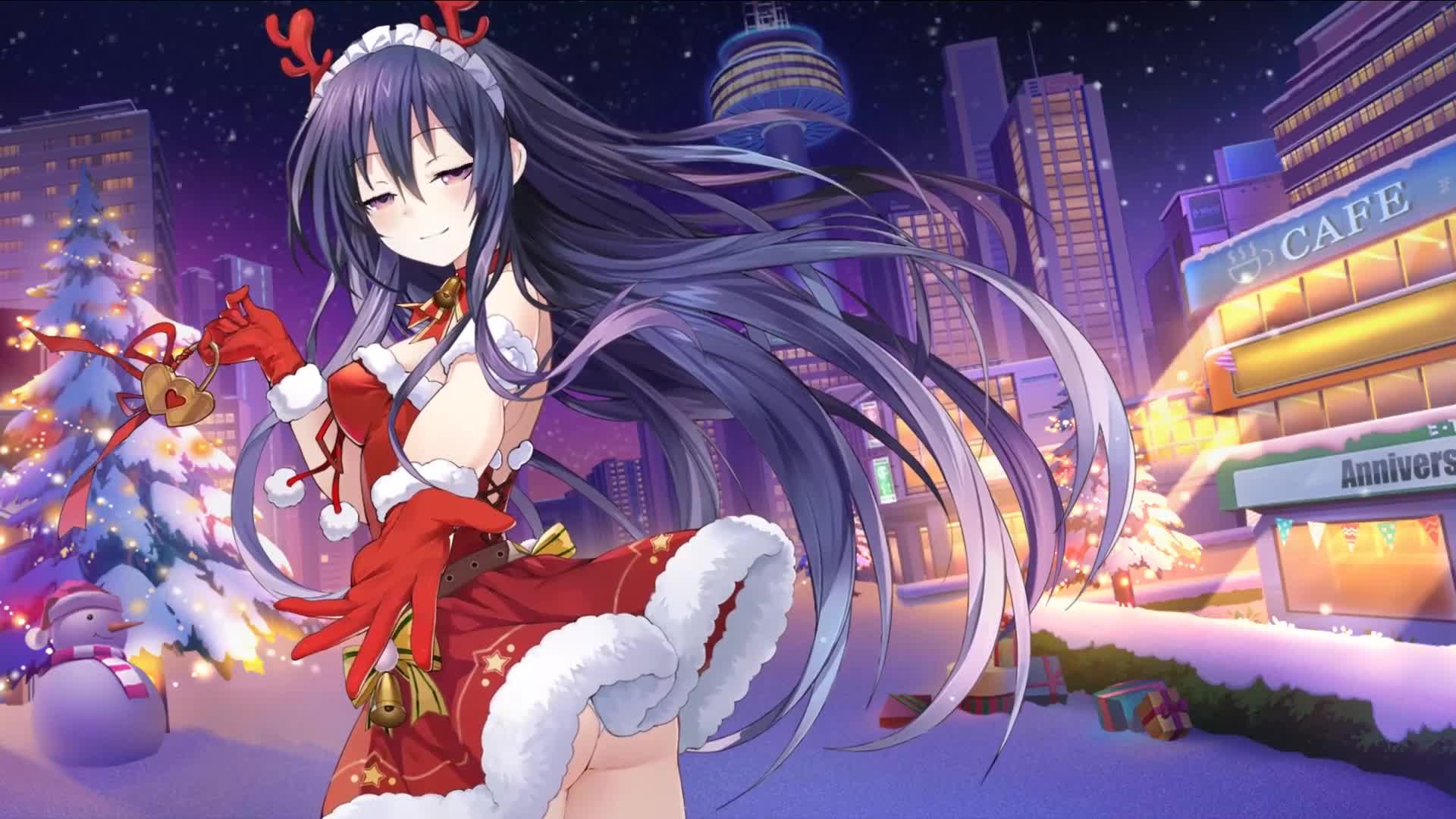 Date A Live Tohka Yatogami Christmas Reindeer Animated Wallpaper 1 - Free Download