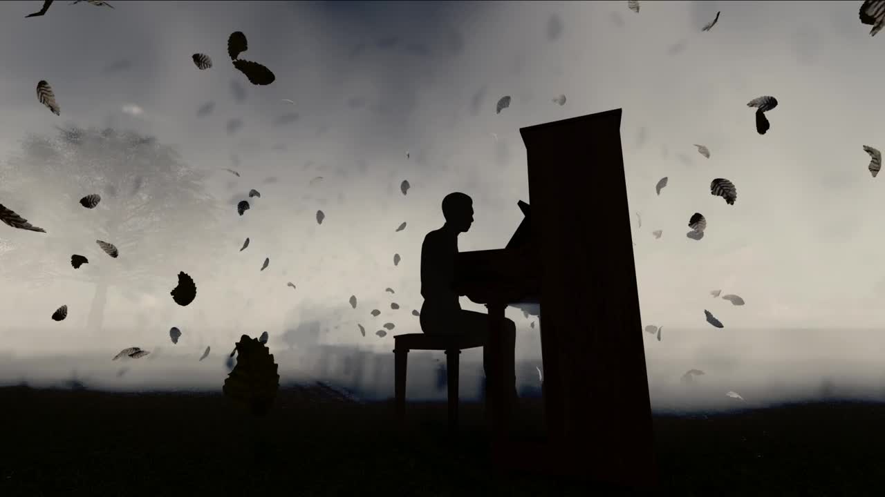 Free Stock Video Silhouette Of A Man Playing The Piano In The Dark Live Wallpaper - Free Download