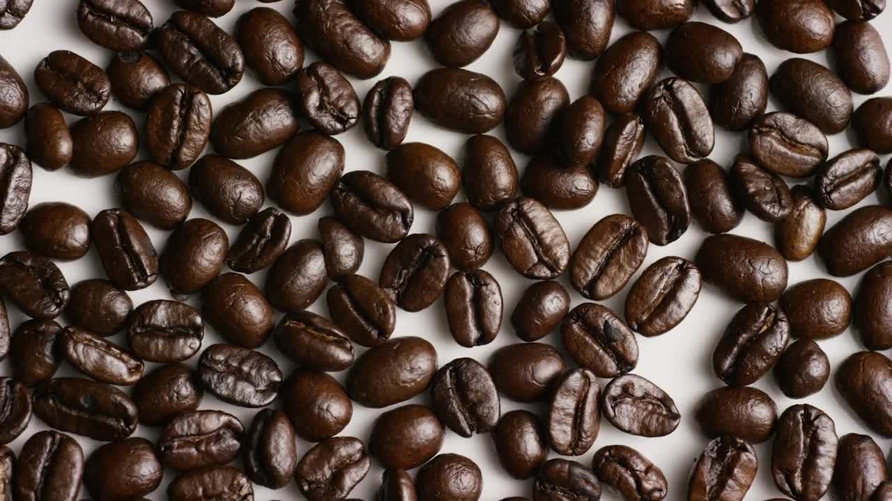 Stock Video Coffee Beans Rotating On White Surface Live Wallpaper For PC - Free Download