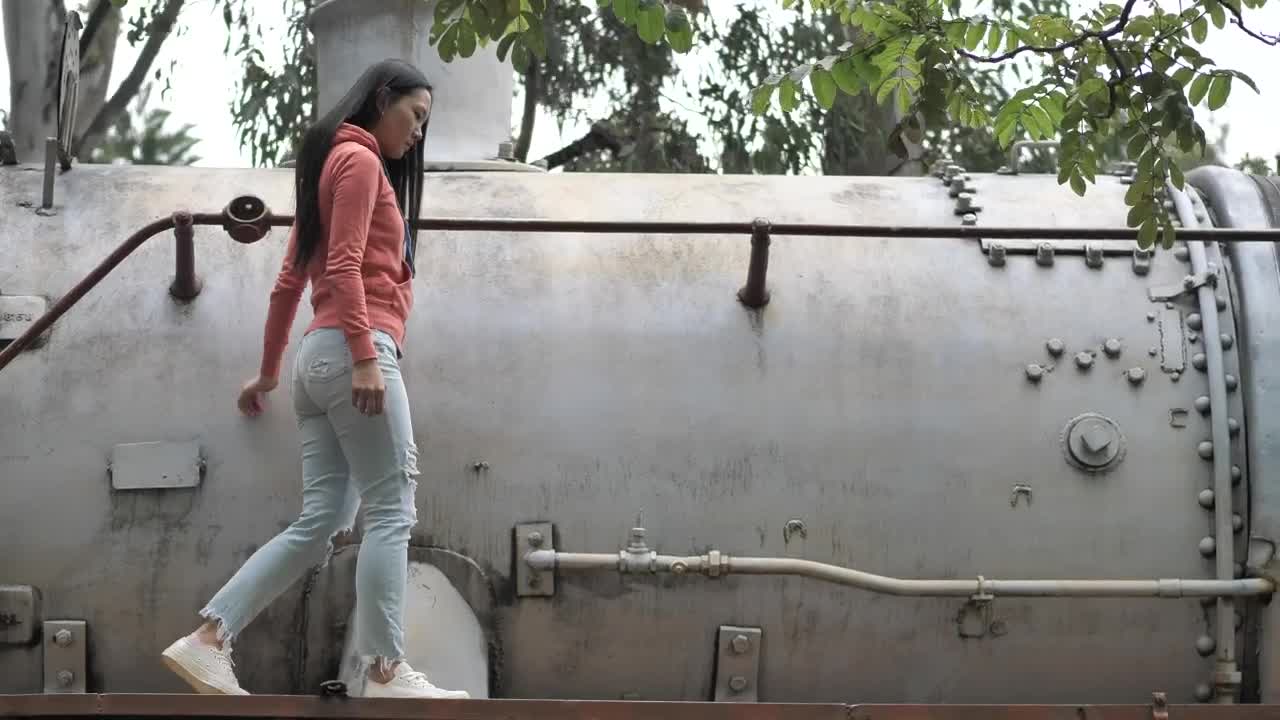 Free Stock Video Woman Walking On An Abandoned Train Live Wallpaper - Free Download