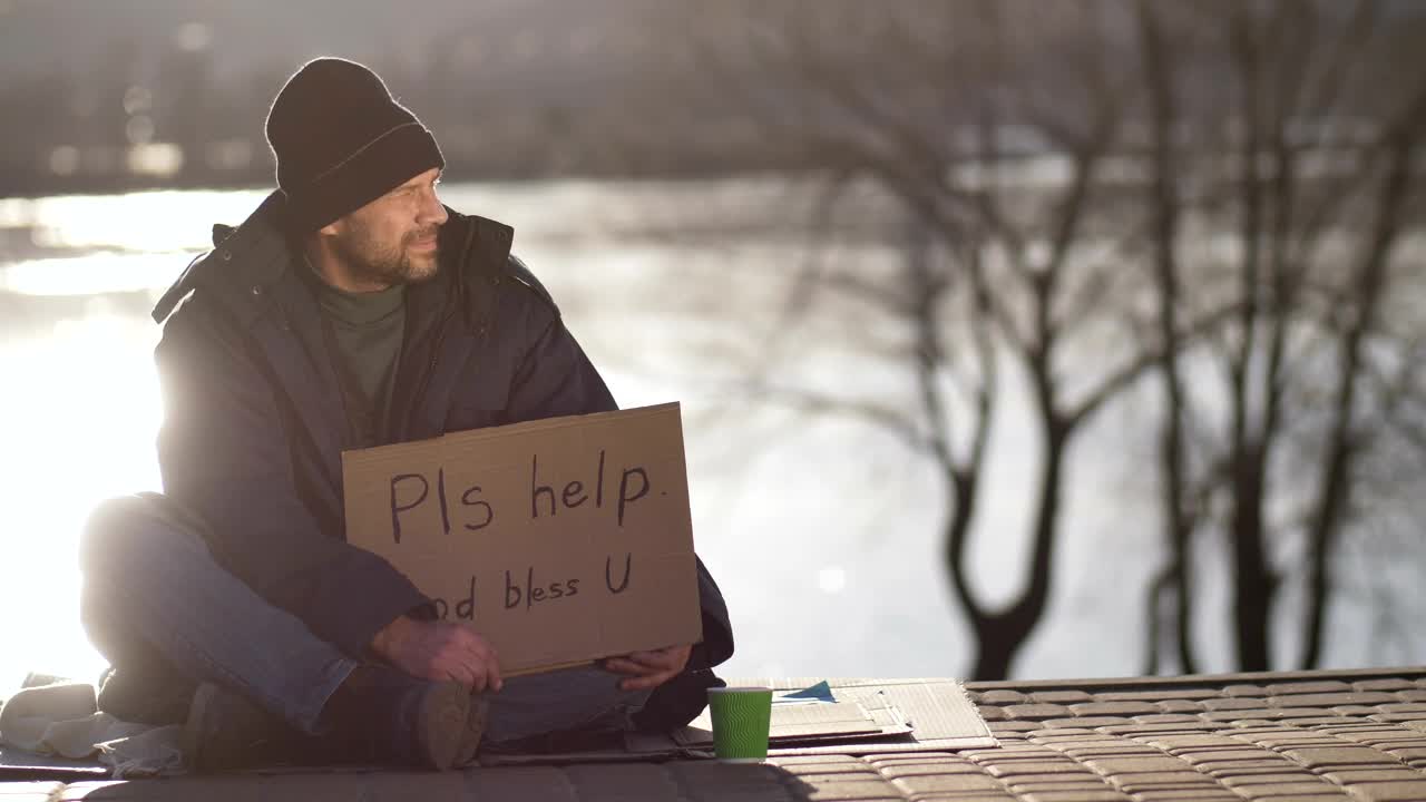Stock Video Homeless Man Putting Away Money Animated Wallpaper - Free Download