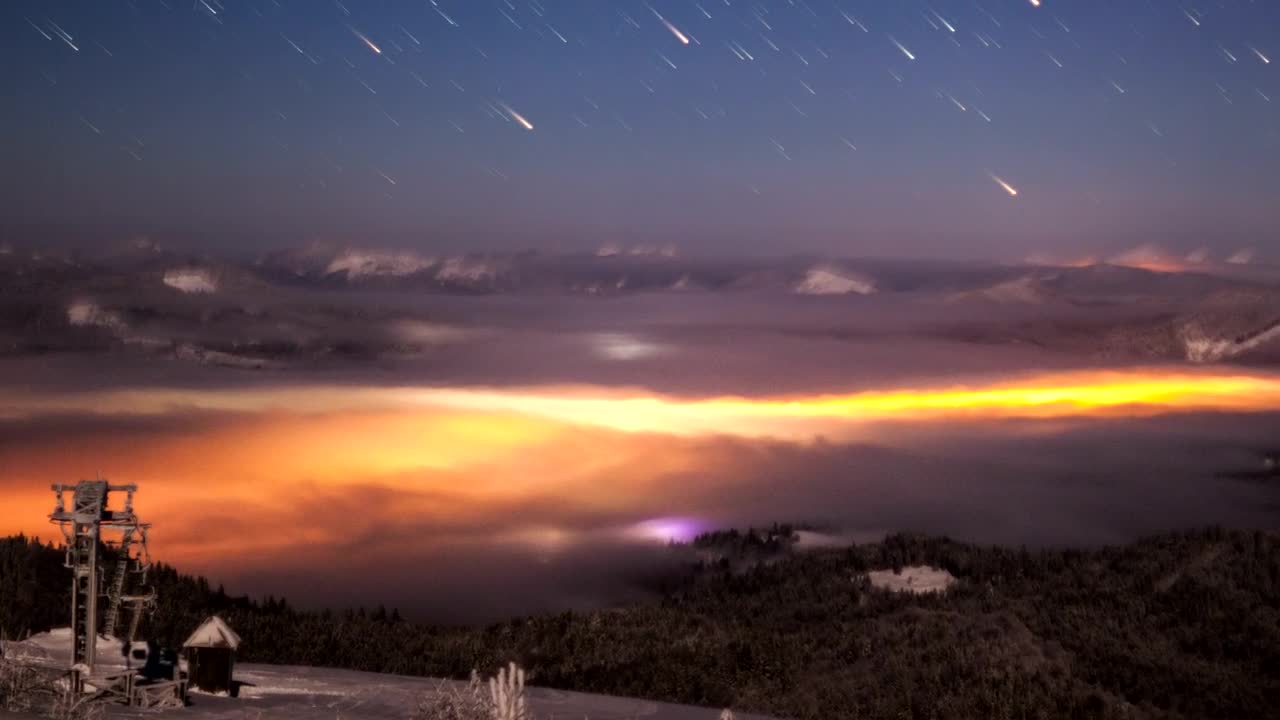 Stock Video Impressive Meteor Shower Seen From A Mountain Animated Wallpaper - Free Download