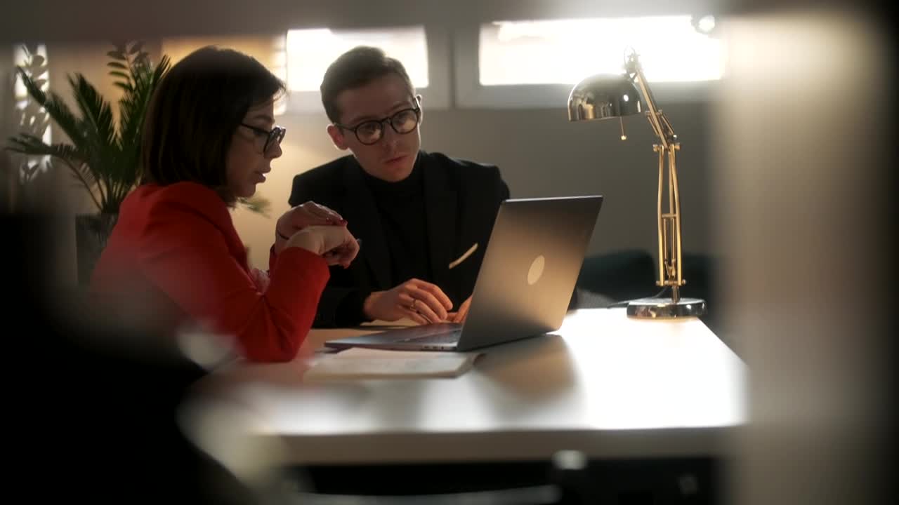 Stock Video Lawyer Explains To Client With Laptop In Office Animated Wallpaper - Free Download