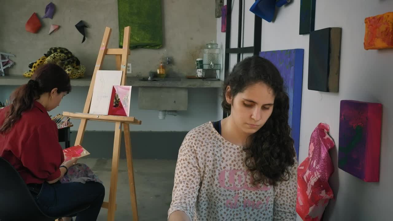 Free Stock Video Two Artist Girls Working In An Artistic Workshop Live Wallpaper - Free Download
